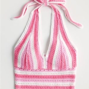 Hollister Hot Pink Knitted Halter Crop Top